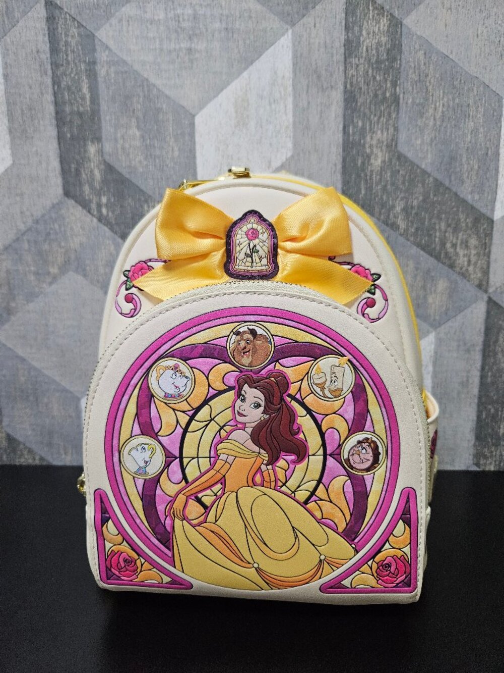 NWT Loungefly Disney Beauty Beast Belle Stained Glass Mini Backpack Princess